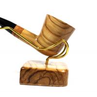 Tommaso Spanu Olivastro Olivewood Straight Fishtail Pipe And Stand (ART244)