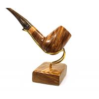 Tommaso Spanu Olivastro Olivewood Straight Fishtail Pipe And Stand (ART245)