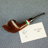 Tommaso Spanu Briar F Tricolour Bent Fishtail Pipe (ART303)