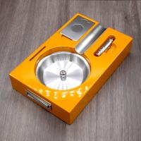 Myon High Lacquered Draw Ashtray Set - Carbon Fibre Finish - Yellow