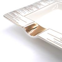 Angelo Ceramic Cream & Gold Cigar Ashtray - 2 Cigar Rests