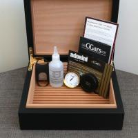 SLIGHT SECONDS - Adorini Torino Black Deluxe Cigar Humidor - 30 Cigar Capacity (AD059)