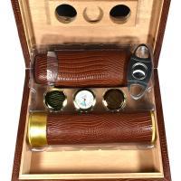 Prestige Alligator Motif Leather Humidor & Starter Set - Brown - 20 Cigar Capacity