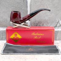 BBB Minerva 300 Smooth Ruby Billiard Full Bent Briar Metal Filter Fishtail Pipe (BBB209)