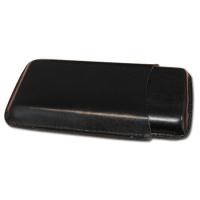 GBD Plain Leather Cigar Case - Three Corona - BLACK