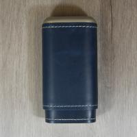 Artamis Robusto Navy Leather Cigar Case with White Stitching - Fits 3 Cigars