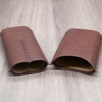 Artamis Robusto Brown Leather Cigar Case - Fits 2 Cigars