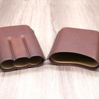 Artamis Robusto Brown Leather Cigar Case - Fits 3 Cigars