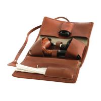 Chacom Roll Up Pouch for 2 Pipes With Pouch - Leather and Canvas