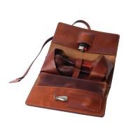 Chacom Leather Roll Up Pouch for 2 Pipes With Pouch - Brown