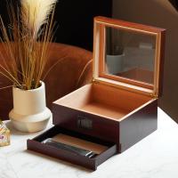 Prestige Chalet Glasstop Humidor Storage Drawer & Digital Hygrometer - Cherry - 50 Cigars Capacity