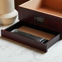 Prestige Chalet Glasstop Humidor Storage Drawer & Digital Hygrometer - Cherry - 50 Cigars Capacity