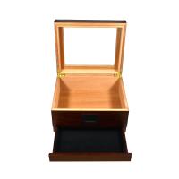 Prestige Chalet Glasstop Humidor Storage Drawer & Digital Hygrometer - Cherry - 50 Cigars Capacity