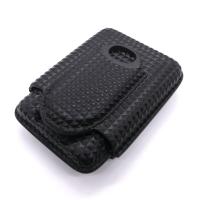 Angelo Diamond Patterned Black Leather Lined Cigar Case & Cutter - Holds 3 Cigars - 64 Ring Gauge