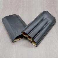 Plain Leather Cigar Case - Three Churchill - BLACK