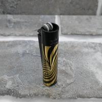 Clipper Gift Metal Flint Lighter - Black & Gold Swirl