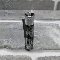 Clipper Gift Metal Flint Lighter - Black & Silver Dragon