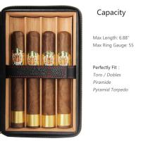 Cigarism Cedar Lined Travel Cigar Humidor with Cutter & Lighter - 4 Cigar Capacity - Black