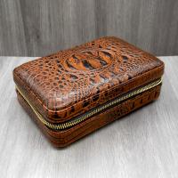 Cigarism Cedar Lined Travel Cigar Humidor with Gold Cutter & Lighter - 4 Cigar Capacity