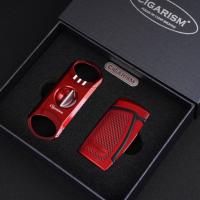 Cigarism Double Jet Flame Lighter & V-Cutter Gift Set - Red