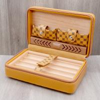 Cigarism Cedar Lined Travel Cigar Humidor with Cutter & Lighter - 4 Cigar Capacity - Brown Patterned