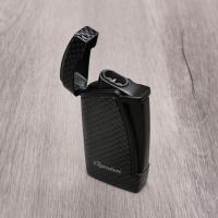 Cigarism Double Jet Flame Lighter & Round Cutter Gift Set - Carbon Fibre Black
