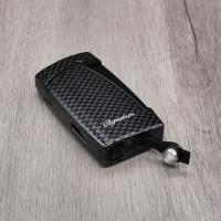 Cigarism Double Jet Flame Lighter & Round Cutter Gift Set - Carbon Fibre Black