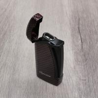 Cigarism Double Jet Flame Lighter & Round Cutter Gift Set - Carbon Fibre Red