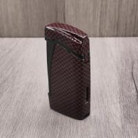 Cigarism Double Jet Flame Lighter & Round Cutter Gift Set - Carbon Fibre Red