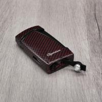 Cigarism Double Jet Flame Lighter & Round Cutter Gift Set - Carbon Fibre Red