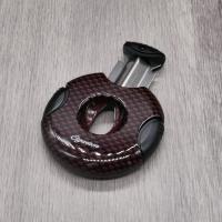 Cigarism Double Jet Flame Lighter & Round Cutter Gift Set - Carbon Fibre Red