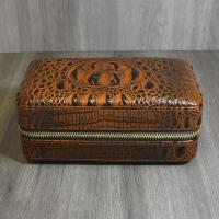 Cigarism Spanish Cedar Lined Leather Crocodile Style Cigar Case - 6 Cigar Capacity