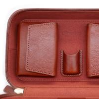 Cigarism Spanish Cedar Lined Italian Oil Waxed Leather Cigar Travel Case - Coffee - 5 Cigar Capacity