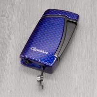 Cigarism Double Jet Flame Lighter & Round Cutter Gift Set - Blue Carbon Fibre