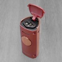 Cigarism Quad Torch Jet Flame Table Lighter & Cutter Gift Set - Red