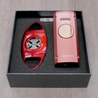 Cigarism Quad Torch Jet Flame Lighter & Cutter Gift Set - Red