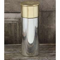 6oz English Pewter Shotgun Cartridge Hip Flask with Brass Lid