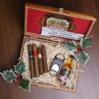 Christmas Spirit and Smoke Gift Box Sampler - 4 Cigars with Cutter and Miniature