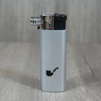 Cool Fixed Head Refillable Piezo Pipe Lighter - Silver & Black - Lucky Dip