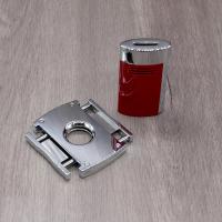 ST Dupont Megajet Lighter & Maxijet Cigar Cutter Set - Chrome & Red