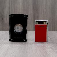 ST Dupont Minijet Lighter & Maxijet Cigar Cutter Set - Black & Red