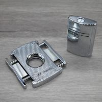 ST Dupont Maxijet Lighter & Cigar Cutter Set - Chrome Grid