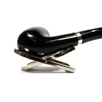 Alfred Dunhill - The White Spot Dress 4102 Group 4 Bent Silver Mounted Fishtail Pipe (DUN519)