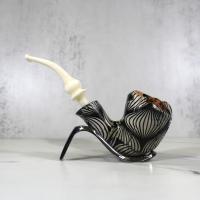 Erik Nording Freehand Harmony Black & White Bent Fishtail Pipe (EN147)