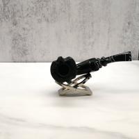 Erik Nording Freehand Black Smooth Marble Stem Bent Fishtail Pipe (EN225)