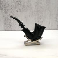 Erik Nording Freehand Black Smooth Marble Stem Bent Fishtail Pipe (EN225)