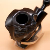 Erik Nording Freehand Black Smooth Marble Stem Bent Fishtail Pipe (EN251)