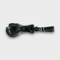Erik Nording Freehand Black Smooth Marble Stem Bent Fishtail Pipe (EN253)