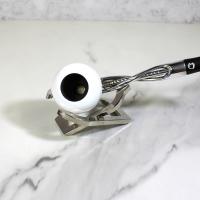 Falcon Silver Shillelagh Silver Twisted White Bowl Fishtail Pipe (FAL284)