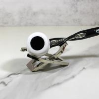 Falcon Black Shillelagh Silver Twisted White Bowl Fishtail Pipe (FAL306)